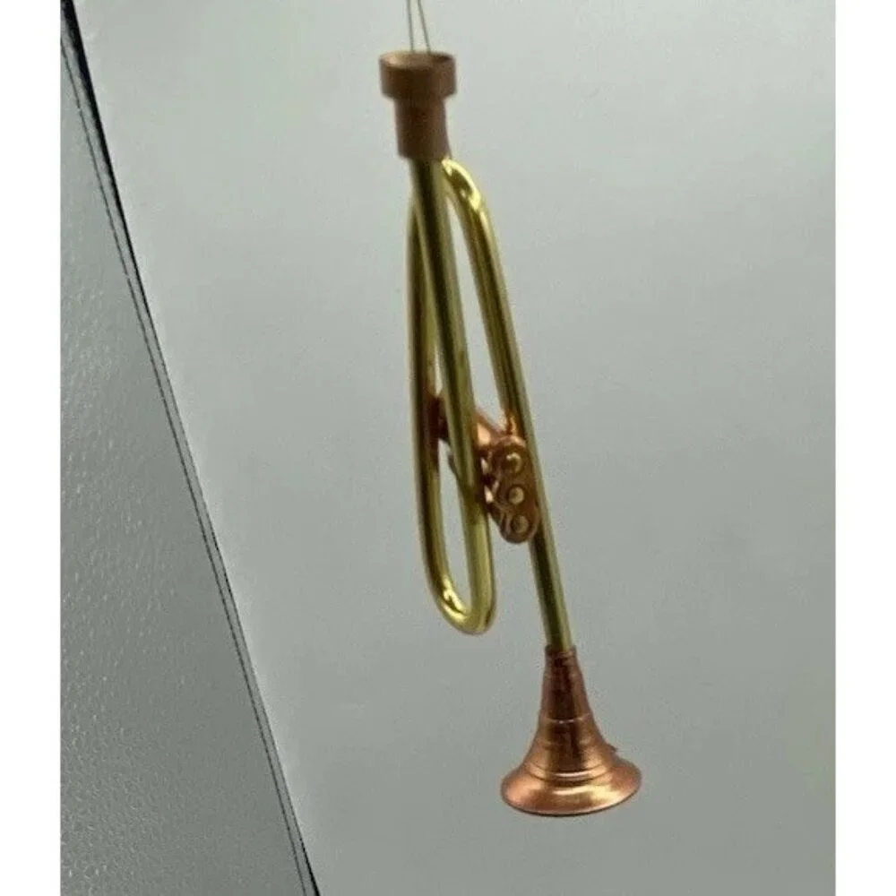 Mixed Lot Of 7 Brass Ornaments Musical Instruments Theme Christmas Horns Piano